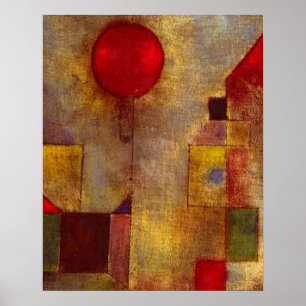 Pôster Abstrato de Arte do Balão Vermelho de Paul Klee