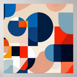 Poster Abstrato de Arte Geométrica do Meio século Escandi