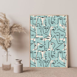 Poster Abstrato de Arte Minimalista Enfrenta Geométrica