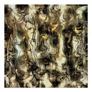 Pôster Abstrato de arte nervosa energética em amarelo e G