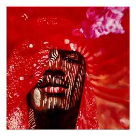 Pôster Abstrato de arte vibrante com vermelho escuro