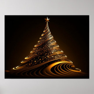 Poster Abstrato de árvore de Natal feita de linhas de our