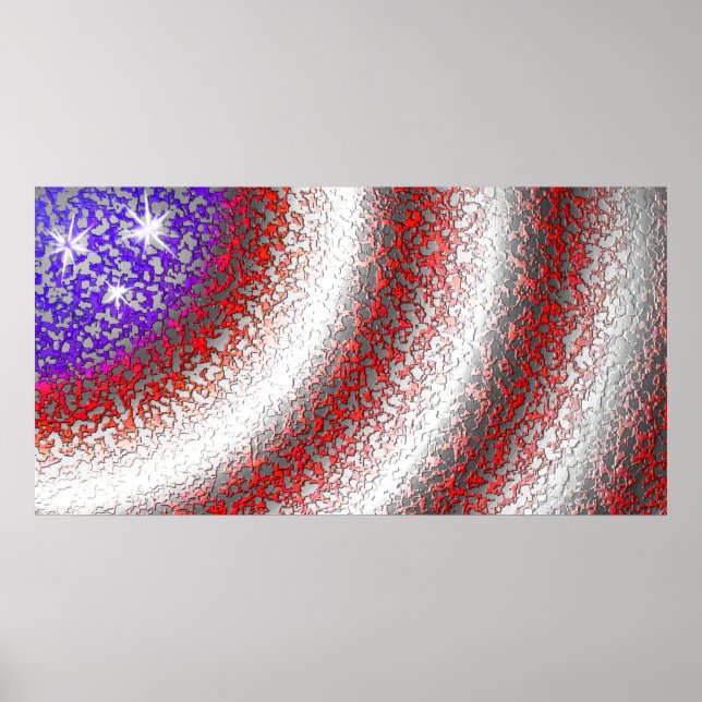 Poster Abstrato de Bandeira Americano (Frente)