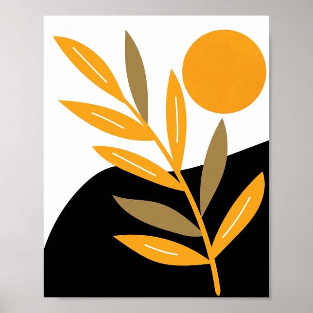 Poster Abstrato de Boho Botânico Moderno Sun (Frente)
