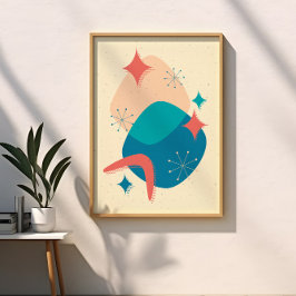 Poster Abstrato de Boomerang da Estrela da Era Atômica do