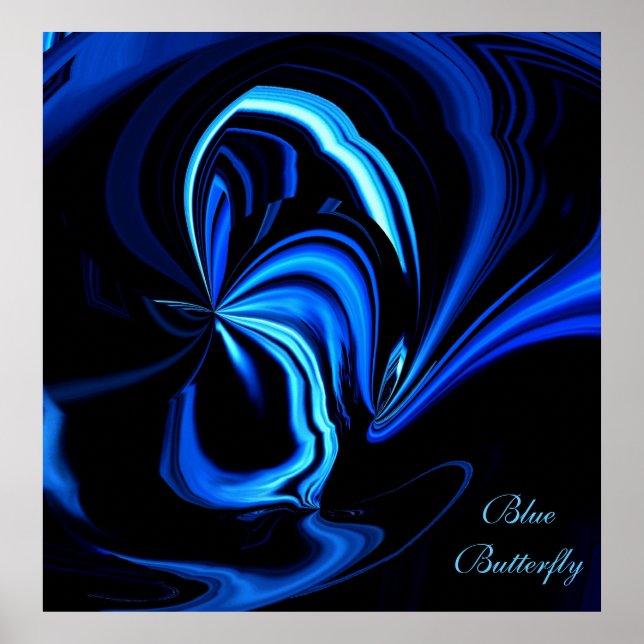 Poster Abstrato de Borboleta Azul (Frente)