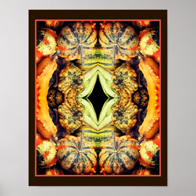 Poster Abstrato de Cabaças Fantasiosas Coloridas de Perto (Frente)