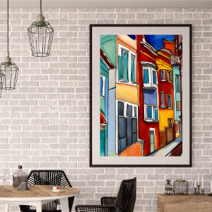 Poster Abstrato de Casas de Linha não enquadradas