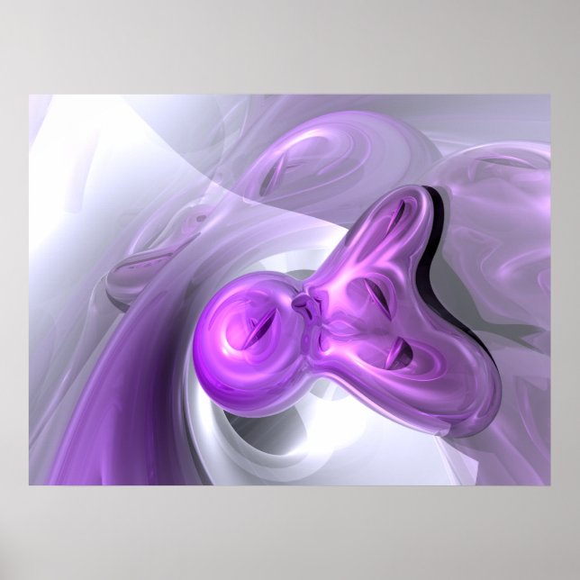 Poster Abstrato de coelho roxo (Frente)