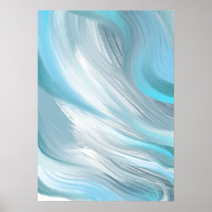 Poster Abstrato de Composição Azul e Branco