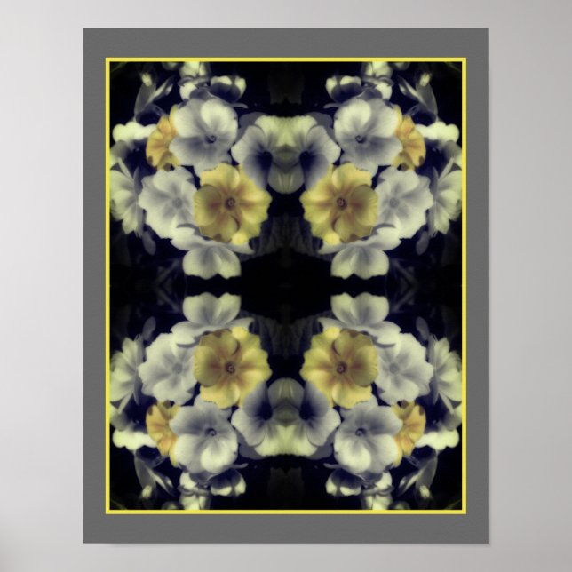 Poster Abstrato de Cor Parcial do Flor de Primrose Amarel (Frente)