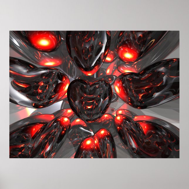 Pôster Abstrato de Corações Escuros (Frente)