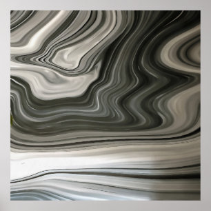 Poster Abstrato de Corda Artística em Monotone cinza