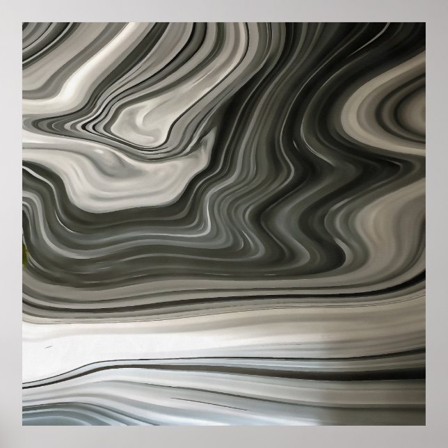 Poster Abstrato de Corda Artística em Monotone cinza (Frente)