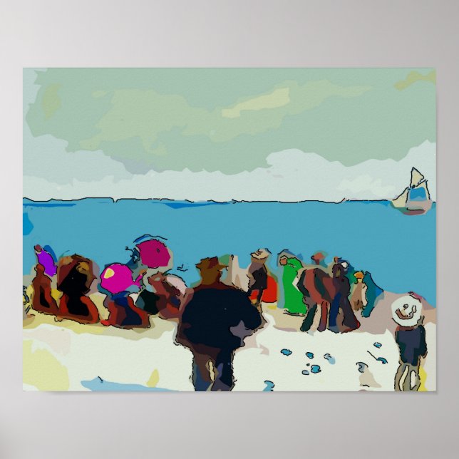 Pôster Abstrato de Corrida de Barcos de Velas (Frente)