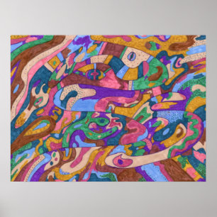 Pôster abstrato de "Dragon Ride" 24x18