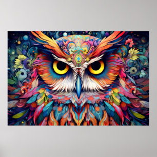 Poster Abstrato de Encantamento de Animais Coloridos