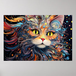 Poster Abstrato de Encantamento de Animais Coloridos de G