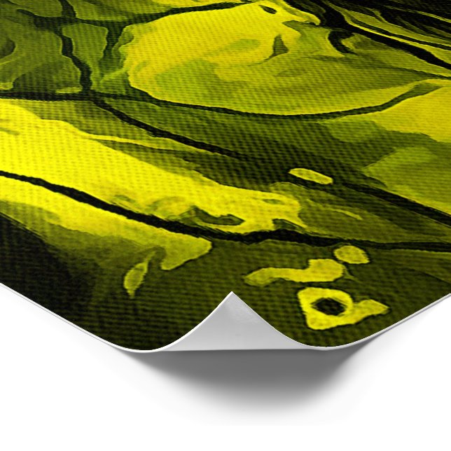 Poster Abstrato de energia nervoso preto e amarelo (Borda)