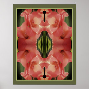 Poster Abstrato de Espelhamento da Flor Gladiolus de Pêss