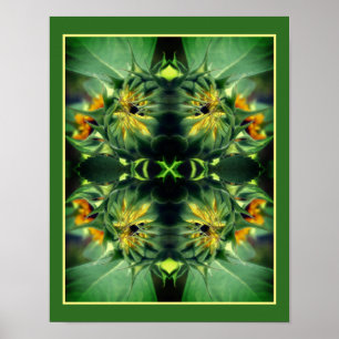 Poster Abstrato de Espelhamento de Girassol