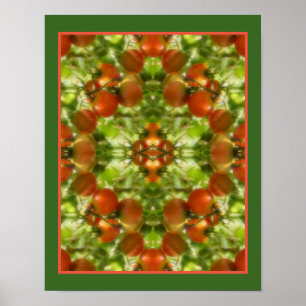 Poster Abstrato de Espelhamento de Tomates de Cereja para