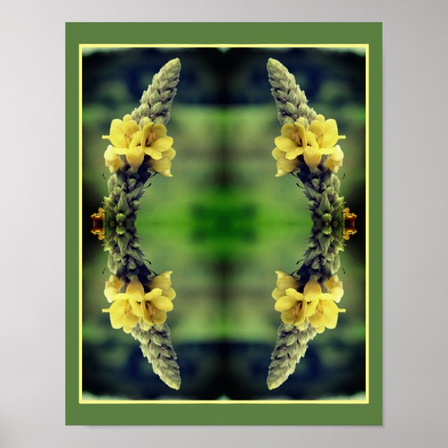 Poster Abstrato de Flor Amarelo Selvagem (Frente)
