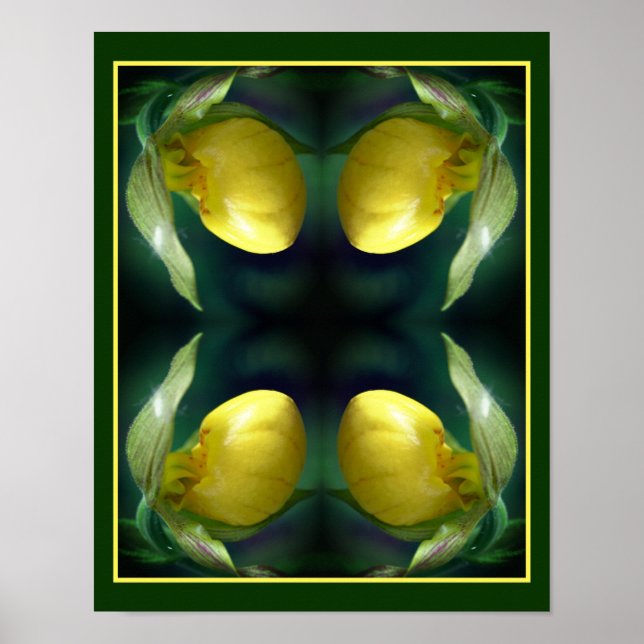 Poster Abstrato de Flor de Orquídea Amarelo Selvagem (Frente)