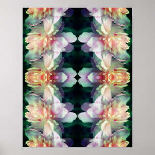 Poster Abstrato de Flor de Peony Rosa