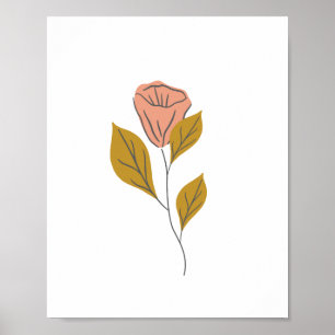 Poster Abstrato de flor silvestre, Floral e Folha, cor-de