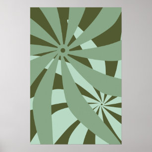 Poster Abstrato de Flor Verde Retroativo