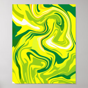 Poster Abstrato de fluidos rola em amarelo e verde