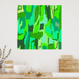 Poster Abstrato de Folhagem Verde