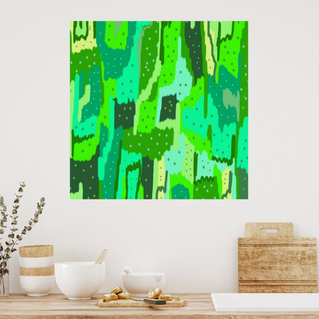 Poster Abstrato de Folhagem Verde (Cozinha)