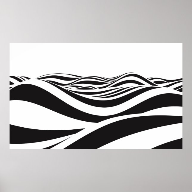 Poster Abstrato de fundo de ondas. ilusão óptica 3D- (Frente)