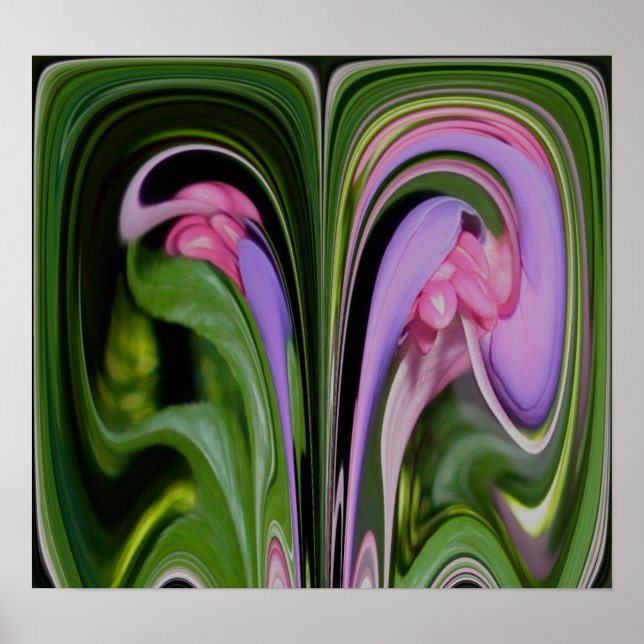 Pôster Abstrato de Fushia Azul (Frente)