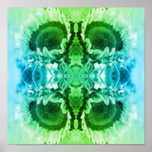 Poster Abstrato de girassol sorridente, preto e branco, p