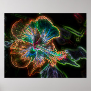 Poster Abstrato de Hibiscus Elétrico Art nº 2