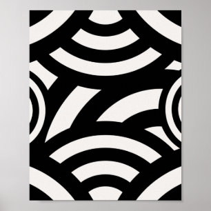 Poster Abstrato de Imagem Retroativa Linhas Pretas Branco