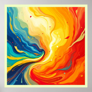Poster Abstrato de incêndio e água