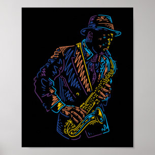 Poster Abstrato de jogador saxofone
