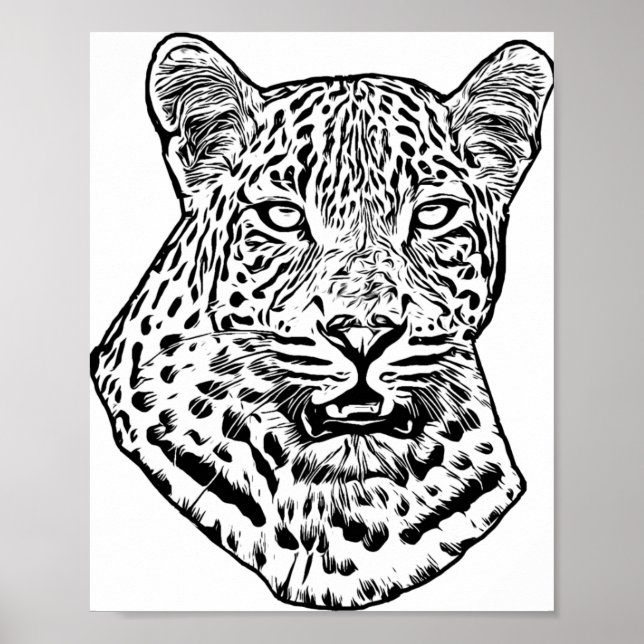 Poster Abstrato de Leopardo de Neve Arte da selva Origina (Frente)