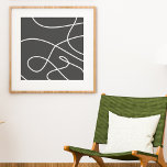 Poster Abstrato de Linha Contemporânea de Arte Chic Preto<br><div class="desc">Abstrato de Linha Contemporânea de Arte Chic Black White Poster</div>