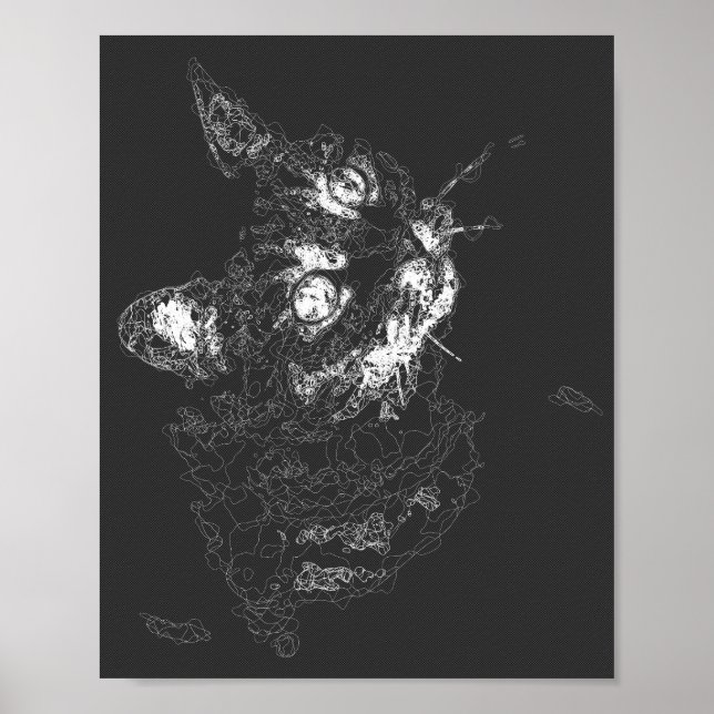 Poster abstrato de linha fina de gato estética arte moder (Frente)