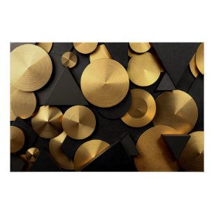 Pôster Abstrato de luxo geométrico de ouro