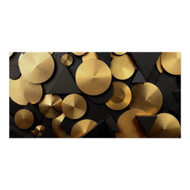 Pôster Abstrato de luxo geométrico de ouro (Frente)