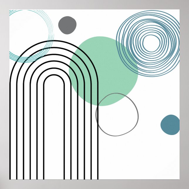 Poster Abstrato de meio século de Geométrico pastel moder (Frente)