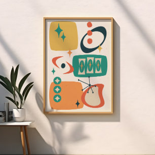 Poster Abstrato de Meio século de idade atômica Amarelo c