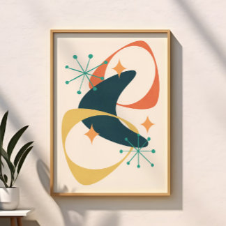 Pôster Abstrato de Meio século de Idade Atômica Moderna d