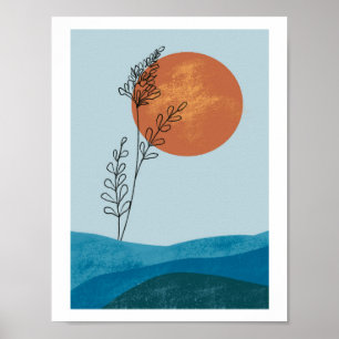Poster Abstrato de meio século Whimsical Modern Mountain